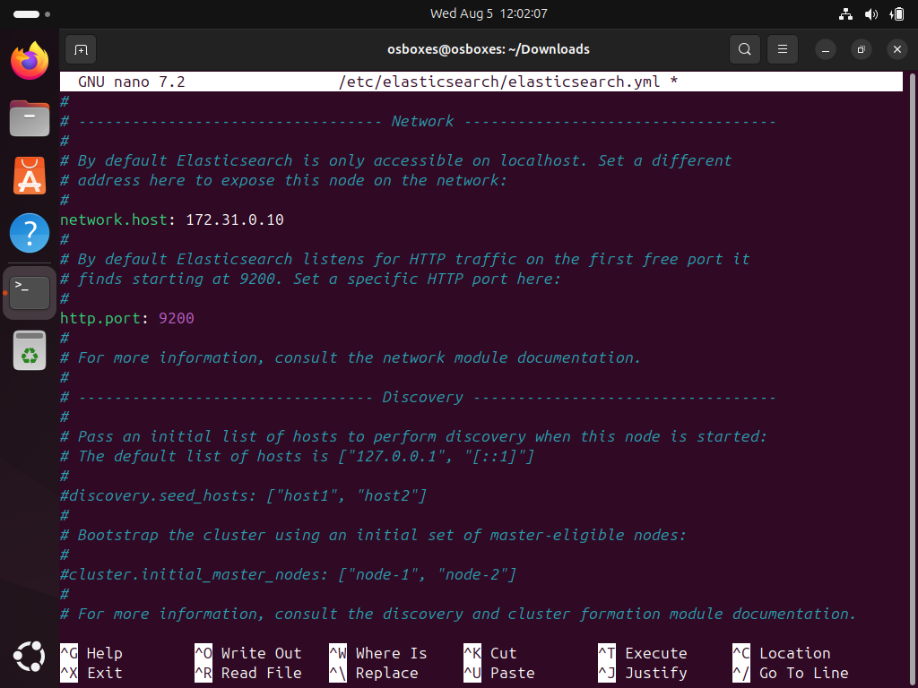 Editing the Elasticsearch configuration file