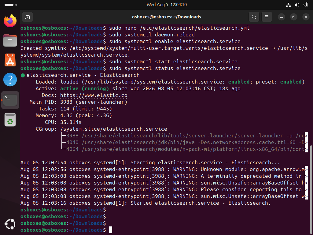 Installing and enabling Elasticsearch