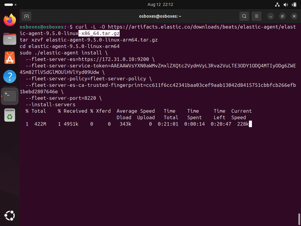 Downloading the x86_64 agent file