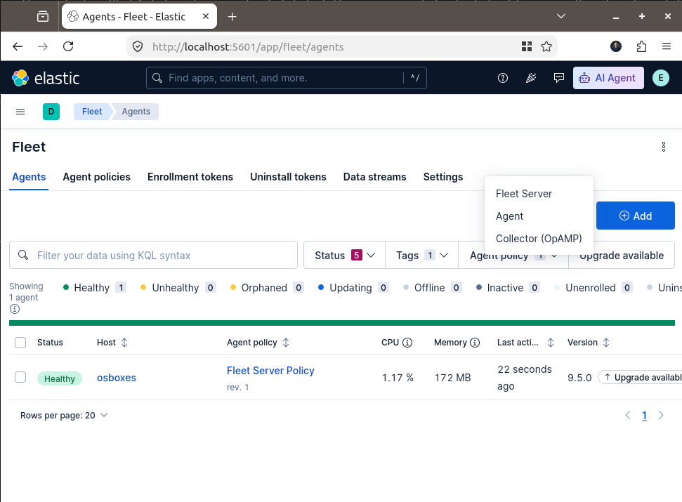 Fleet Server - Add Agent