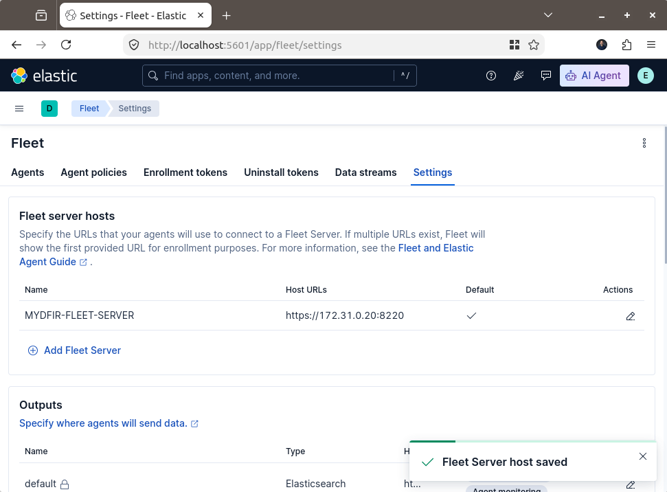 Fleet Server Host Configuration