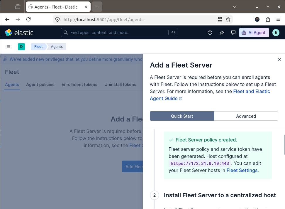 Fleet Server Policy Created