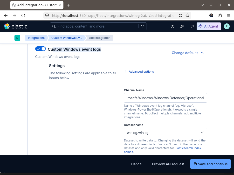 Custom window event logs
